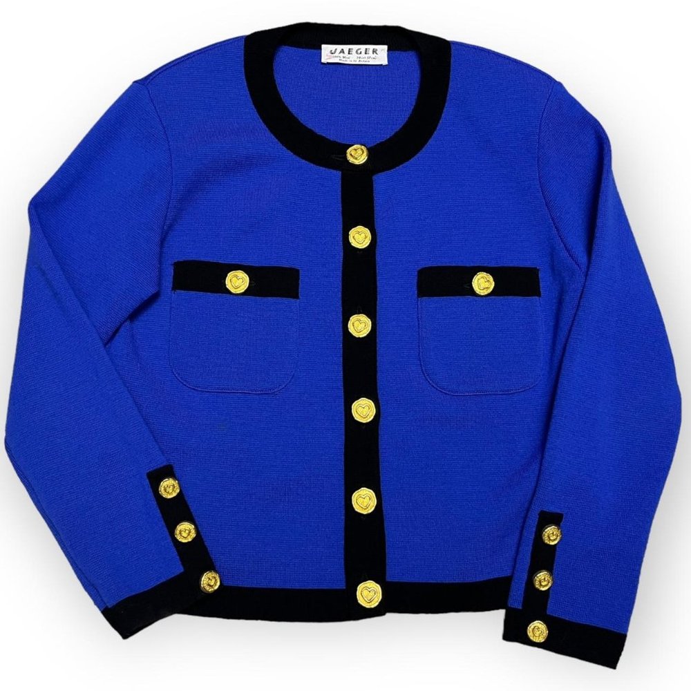 Vintage 90s 100% WOOL Jaeger UK Cardigan Designer Sweater - Womens M